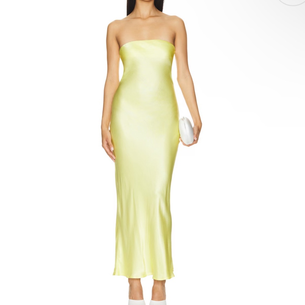 NWT - New With Tag! Bec + Bridge Moondance Strapless Elegant Yellow Satin Gown